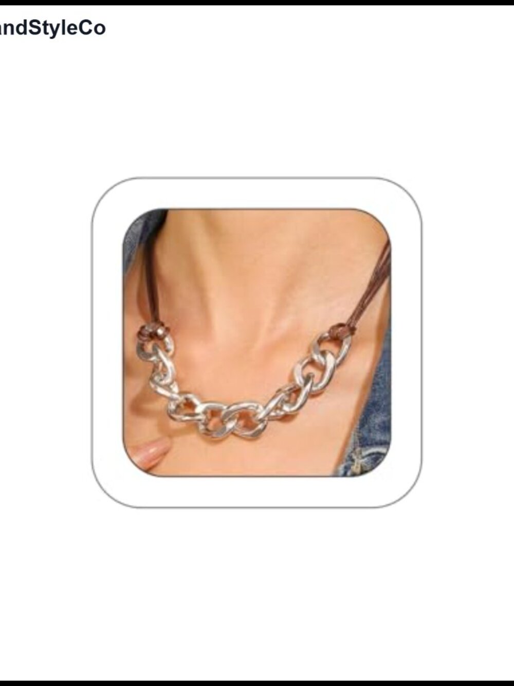 Punk Link Chain Choker Necklace Leather Collar Statement Y2K Grunge